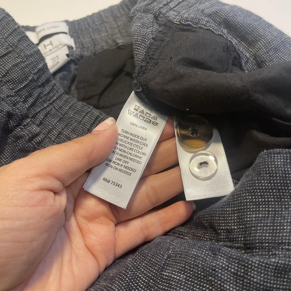 Halston Linen Pants 8 Charcoal Gray Wide Leg Summer Coastal Resort Beachy - Picture 8 of 8